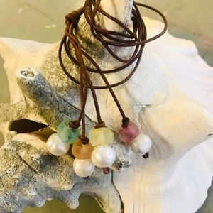 Statement necklace- Sea glass & freshwater pearls